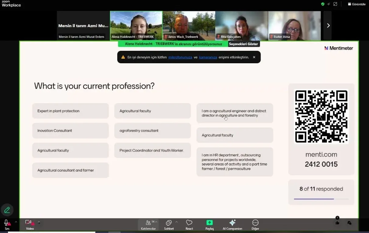 Screenshot of the first GreenHarvest online training session