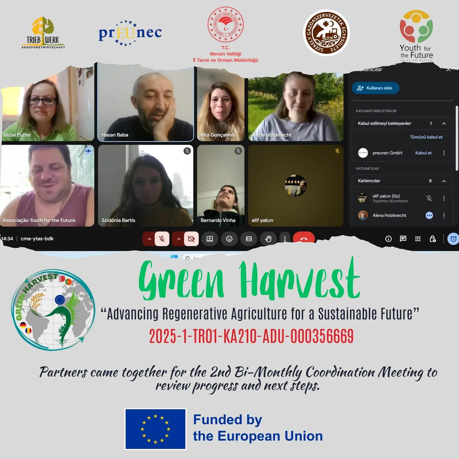 Online coordination meeting of the GreenHarvest partnership